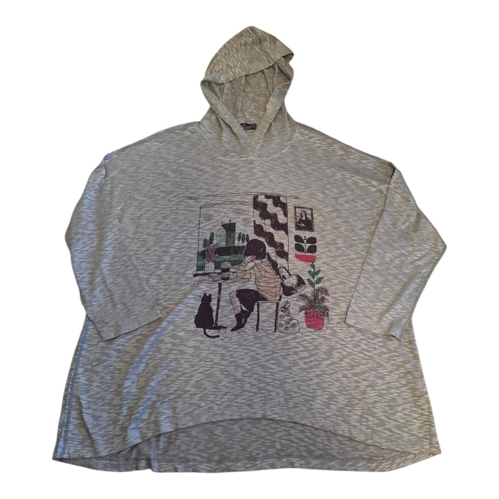 INOAH Hoodie Light Green Cat And Lady Size XL - Picture 3 of 8